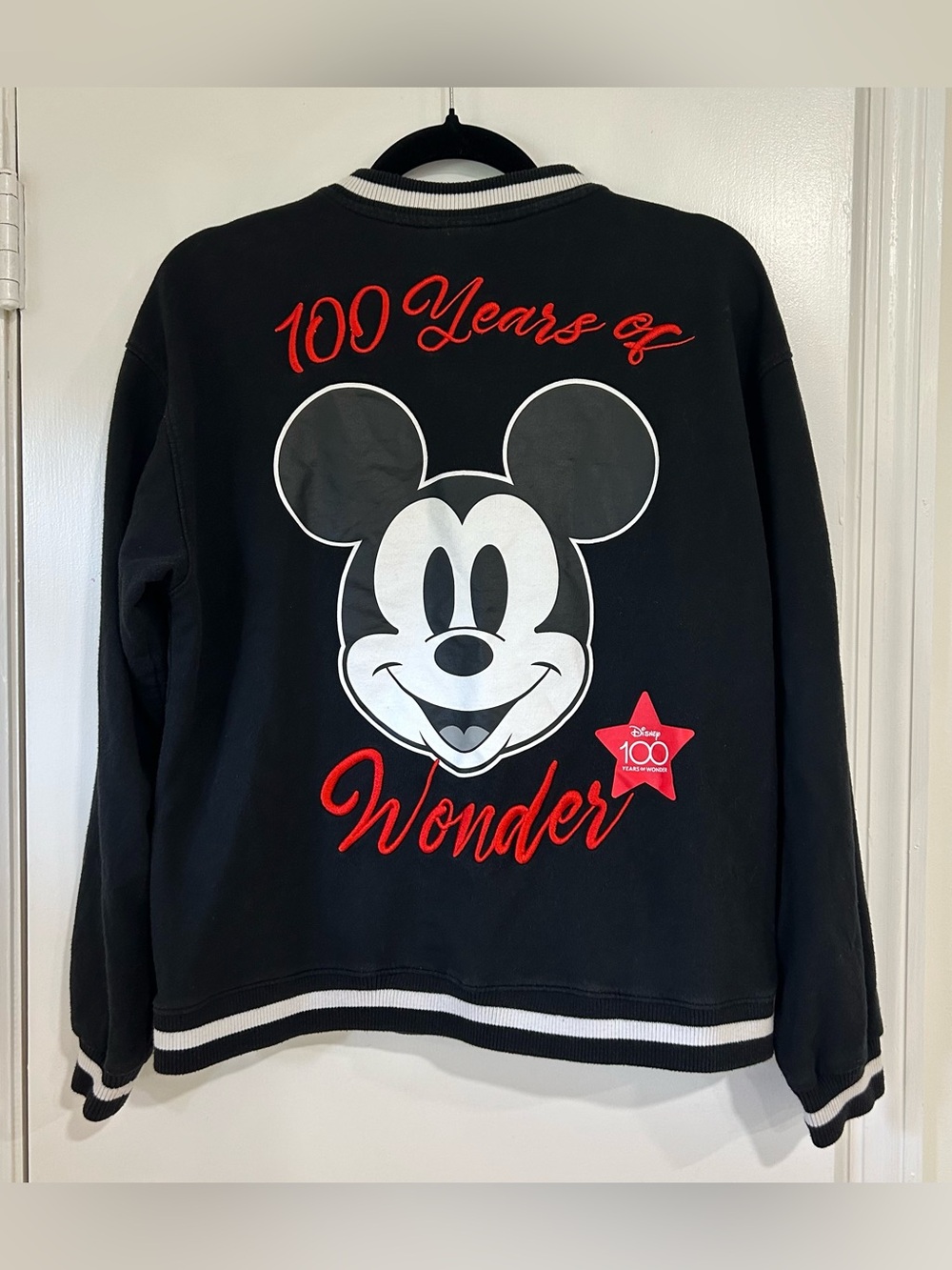 Disney 100 Years Embroidered Mickey Bomber Jacket Size Medium Minnie